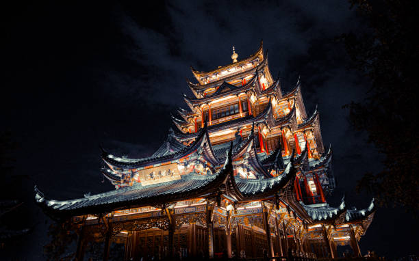istock Hongen Pavilion night view 1415000434