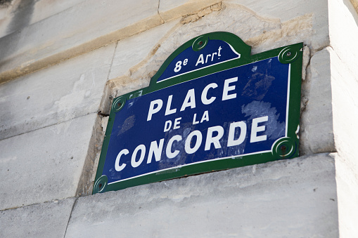 Replica of a traditional Paris street name sign