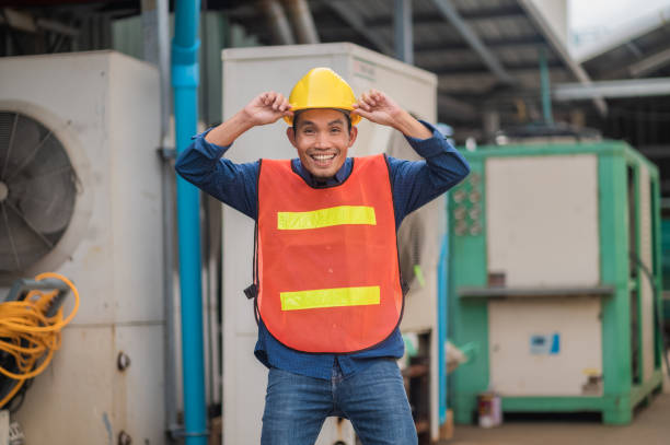 istock Asia Engineer standing pose Confident , Asian man engineer are working in factory production industrial 1415001985