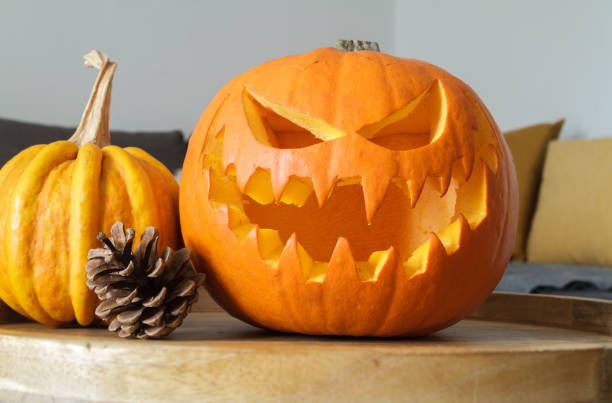istock Jack-o'-lantern pumpkin carved for Halloween. 1415006523