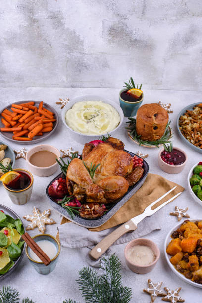 istock Christmas festive dinner with traditional dishes 1415006965