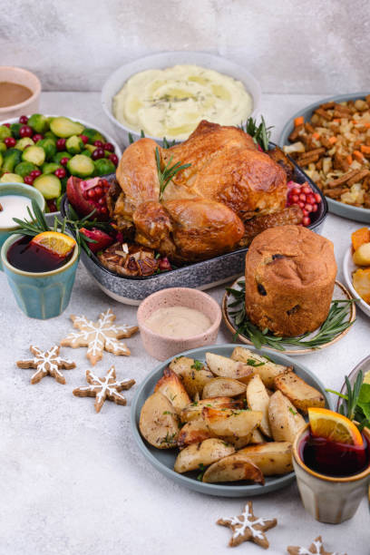 istock Christmas festive dinner with traditional dishes 1415006976