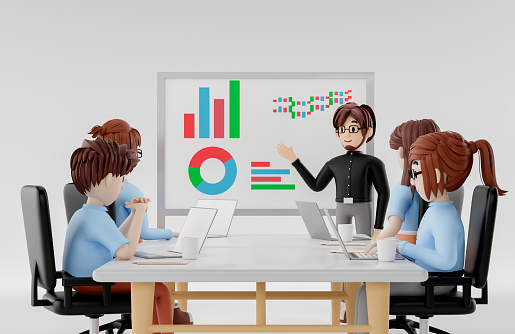 3d illustration. Meeting of staff in the meeting room