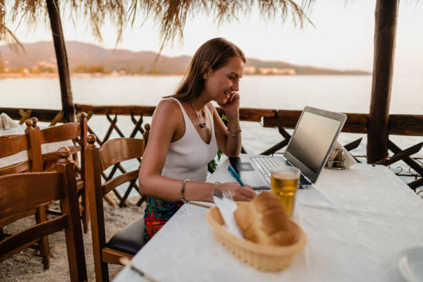 istock Studying and doing homework during a summer vacation at the seaside 1415008222