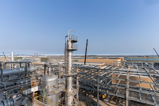 Petrochemical plant under blue sky