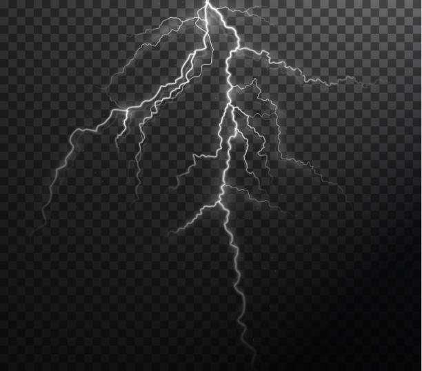 светло-белая изолированная векторная молния png. волшебный свет абстрактных линий. реалистичные естественные эффекты молнии. - thunderstorm stock illustrations