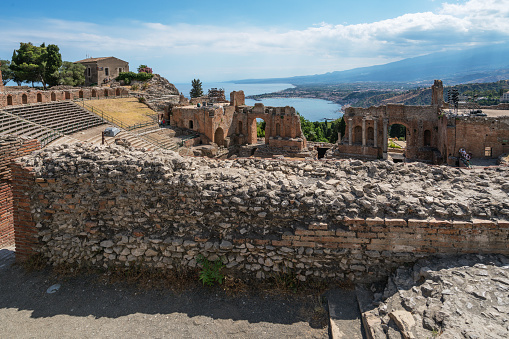Arena in Taormina with Etna in the background.