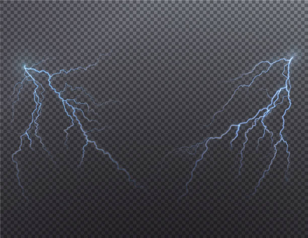 Light white isolated vector lightning . Magic light abstract lines. Realistic natural lightning effects. Light white isolated vector lightning . Magic light abstract lines. Realistic natural lightning effects. lightning rain thunderstorm storm stock illustrations