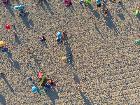 Beach and people seen from above with drone