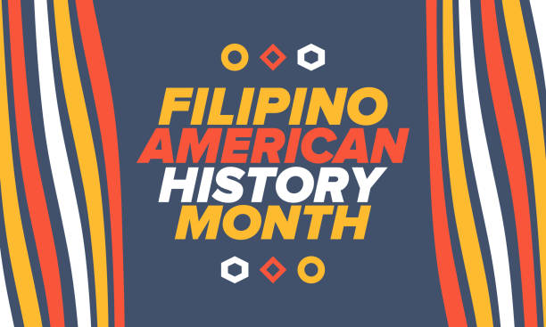 filipino american history month. happy holiday celebrate annual in october. filipinos and united states flag. culture month. patriotic design. poster, card, banner, template. vector illustration - philippines 幅插畫檔、美工圖案、卡通  及圖標