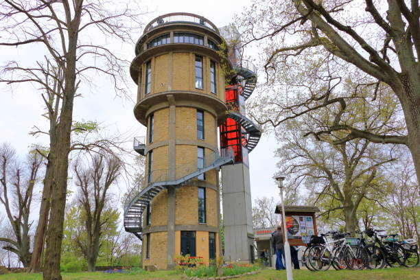 May 1 2022 - Joachimsthal, Brandenburg, Germany: People at Biorama-Project Tower
