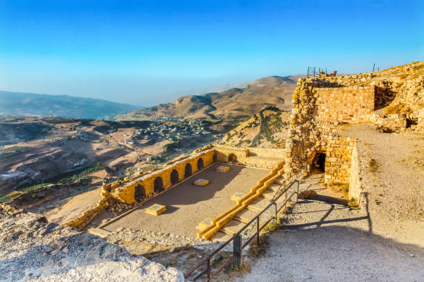Ancient Crusader Castle View Arabic Fortress Kerak Jordan stock photo