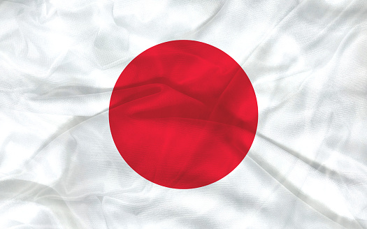 Japan flag with fabric texture. High quality illustration.