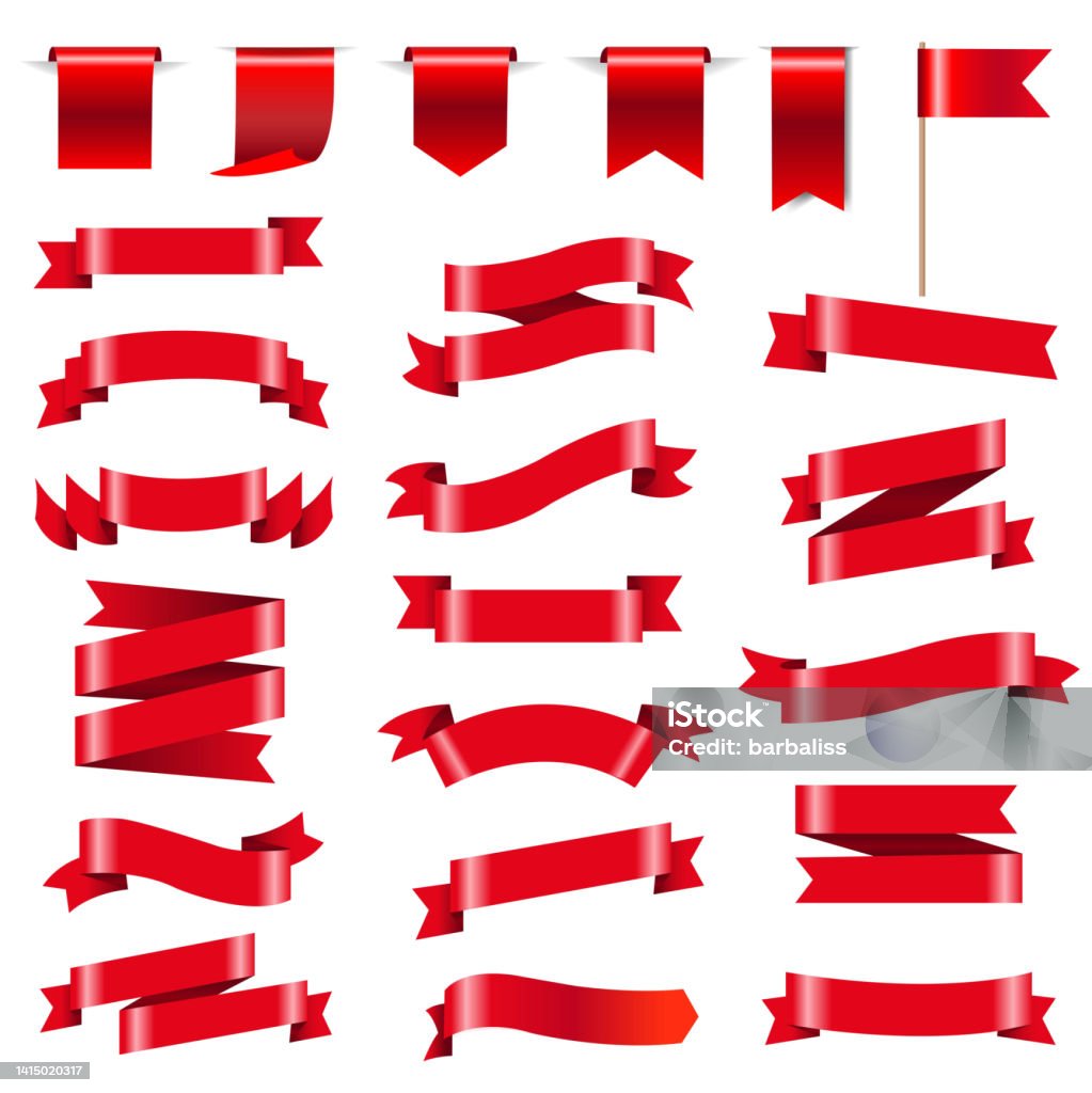 Reb Ribbon Background Red Ribbon Set Isolated White Background Stock Illustration - Download ...