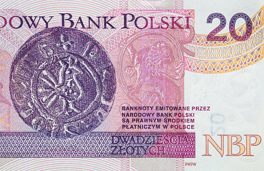 Reverse of 20 polish zloty banknote for design purpose