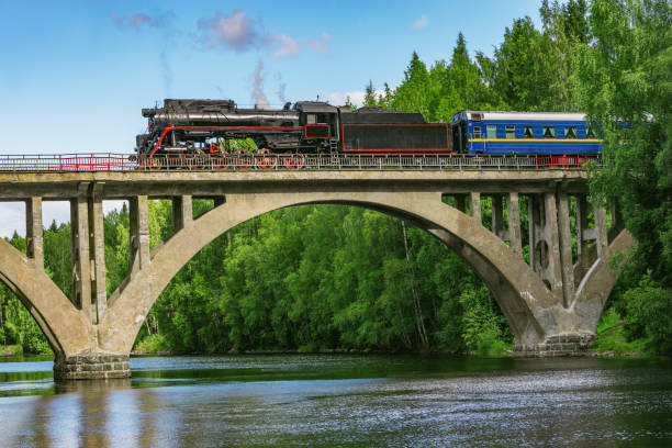 istock Retro steam train moves. 1415023471