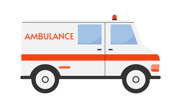 istock Ambulance car on white background. Medical vehicle. Ambulance auto paramedic emergency. Flat vector illustration. 1415024653
