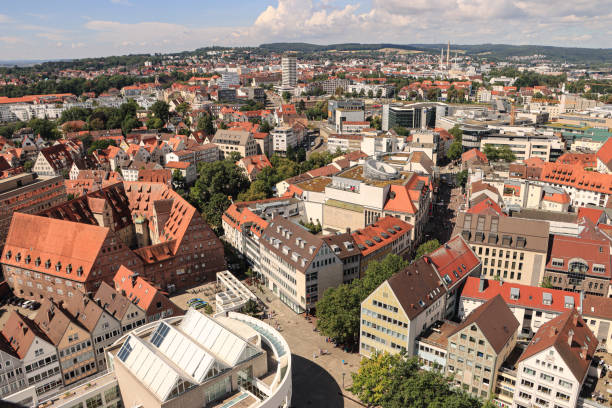 Ulm; Old Town Roofs Western Old Town Seen From The Minster ulm germany stock pictures, royalty-free photos & images