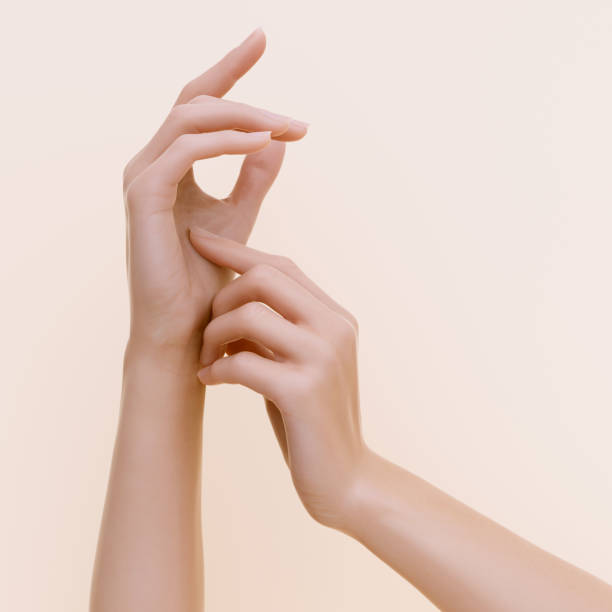 istock Abstract beautiful woman's hand. Elegant female hands gesture art creative concept banner, 3d rendering 1415028284