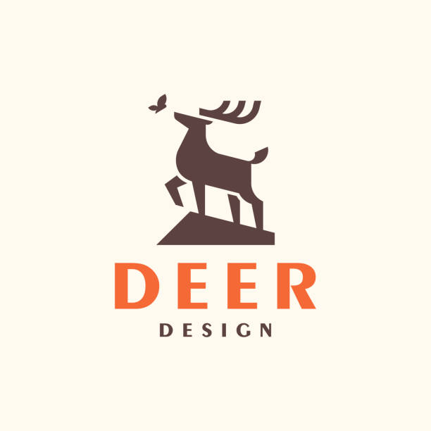 Deer logotype Modern professional deer silhouette logo. hunting horn stock illustrations