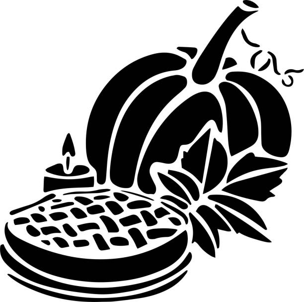 Pumpkins Vector, Stencil, black and white Pumpkins Vector, Stencil, black and white thanksgiving holiday silhouettes stock illustrations