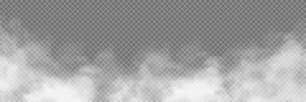 illustrations, cliparts, dessins animés et icônes de bouffée de fumée blanche isolée sur fond noir transparent. effet spécial d’explosion de vapeur. texture efficace de vapeur, brouillard, nuage, fumée.  illustration vectorielle libre de droits. .png - condensation