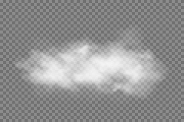 weiße rauchwolke isoliert auf transparentem schwarzem hintergrund.. spezialeffekt dampfexplosion. effektive textur von dampf, nebel, wolke, rauch.  lizenzfreie vektorillustration. png-datei - völlig lichtdurchlässig stock-grafiken, -clipart, -cartoons und -symbole