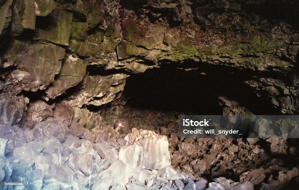 Cave Entrance Cave in Lava Beds National Monument, CA Building Entrance Stock Photo