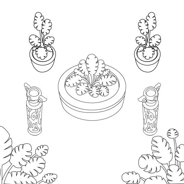 Vector illustration of Garden Plant Decoration Vector Illustration