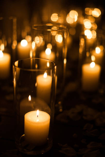 istock Candles on the table at the wedding party 1415057463