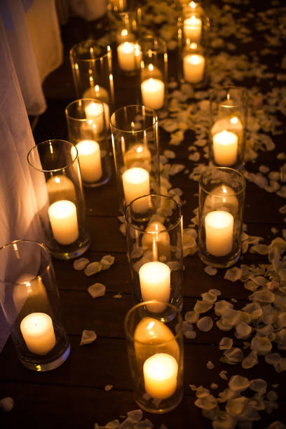 istock Candles on the table at the wedding party 1415057464