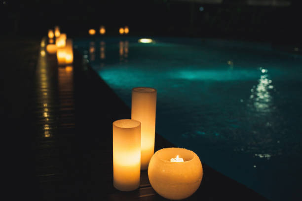 istock Candles on the table at the wedding party 1415057496