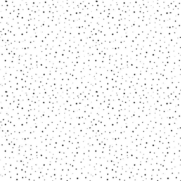 Vector seamless pattern with chaotic scattered confetti. Vector seamless pattern with chaotic scattered confetti. Monochrome noisy texture. Hand drawn black uneven specks, spots, blobs. Grainy surface distress vector background. Grunge design with dots freckle stock illustrations