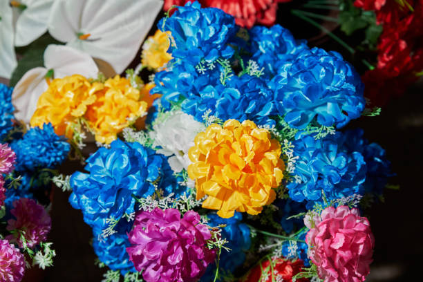 Colorful flowers to celebrate the day of the dead stock photo