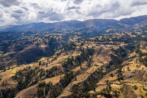 Panoramic view of the mountainous landscape of Ayacucho. Peru