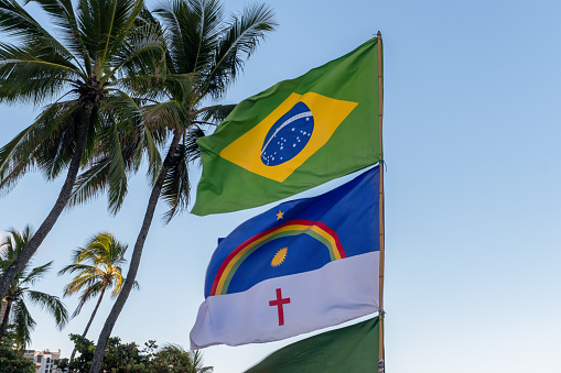 Recife, Pernambuco, Brazil:National flags from Brazil, and Pernambuco state.