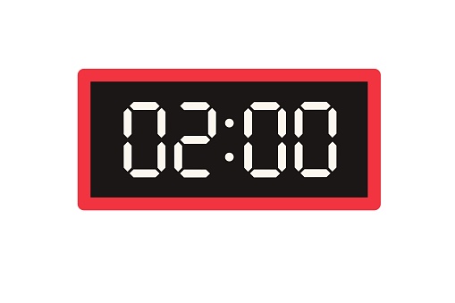 Illustration of alarm with digital number design. Clock line icon for hour, watch, alarm sign.