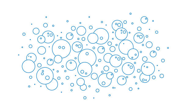ilustraciones, imágenes clip art, dibujos animados e iconos de stock de icono de línea vectorial de burbuja de espuma, patrón de agua jabonosa, fondo de mar o champán. ilustración de baño, refresco u oxígeno - soda