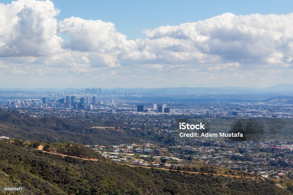 Topanga Lookout Hiking in Topanga, CA. Views of the Santa Monica Mountains, Santa Monica Bay, and the LA cityscape 2020 Stock Photo