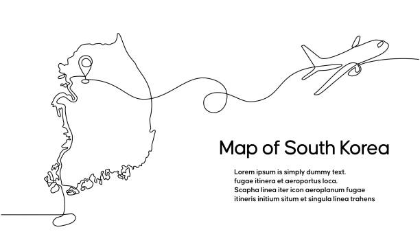 внутренние рейсы в южную корею - flying vacations doodle symbol stock illustrations