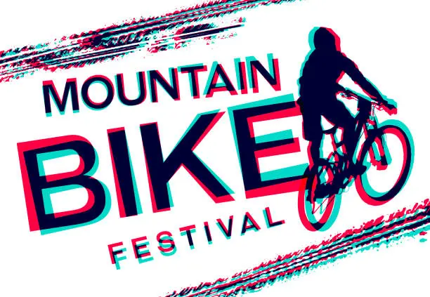 Vector illustration of Mountain bike poster with 3D effect