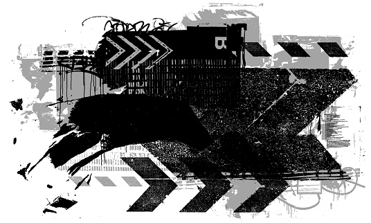 Black and gray grunge textures and patterns illustration