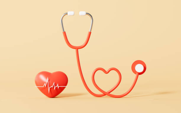 istock Stethoscope and a heart with an electrocardiogram with yellow background, 3d rendering. 1415091006