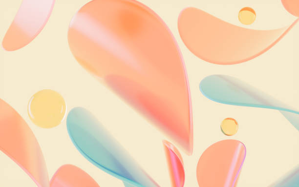 istock Abstract circular glass and curves with yellow background, 3d rendering. 1415091041