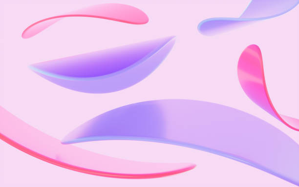 istock Abstract circular glass and curves with pink background, 3d rendering. 1415091043