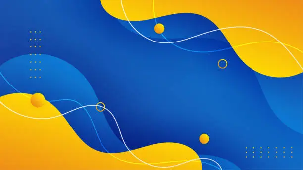 Vector illustration of Blue background with orange and yellow color composition in abstract. Abstract backgrounds with a combination of lines and circle dots can be used for your ad banners, sale banner template, and more