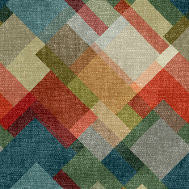 istock Rug seamless texture with geometric pattern, ethnic fabric, grunge background, boho style pattern, 3d illustration 1415101608