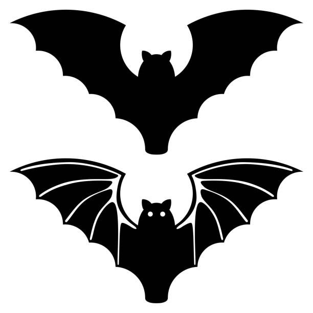 ilustraciones, imágenes clip art, dibujos animados e iconos de stock de murciélago de halloween sobre fondo blanco. ilustración vectorial - bat halloween silhouette wing