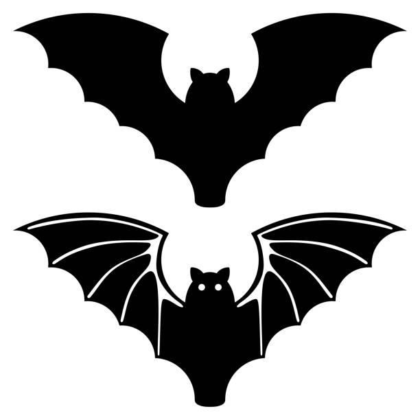 illustrations, cliparts, dessins animés et icônes de chauve-souris d’halloween sur fond blanc. illustration vectorielle - bat halloween silhouette wing