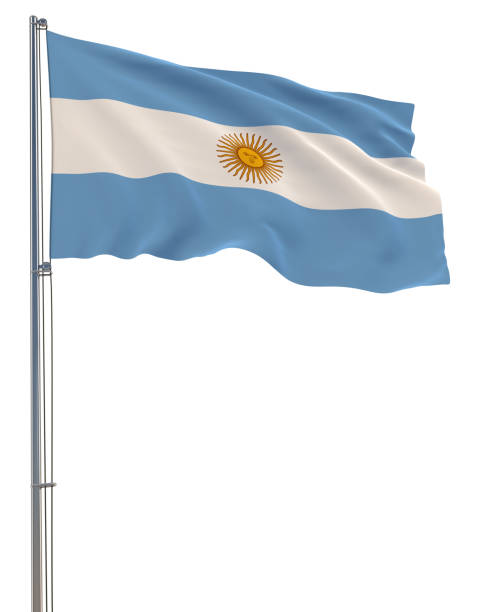 istock Argentina flag waving in the wind, white background, realistic 3D rendering 1415107640